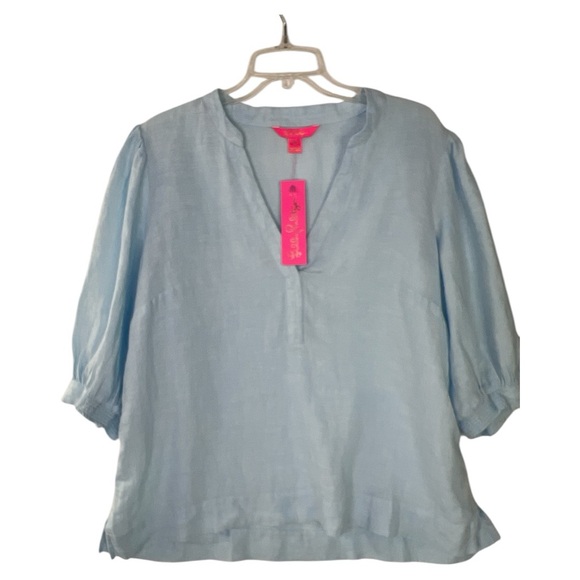 LILLY PULITZER WOMEN’S NWT MALEIGH ELBOW SLEEVE HYRDA BLUE RESORT SZ 16 - Picture 3 of 8